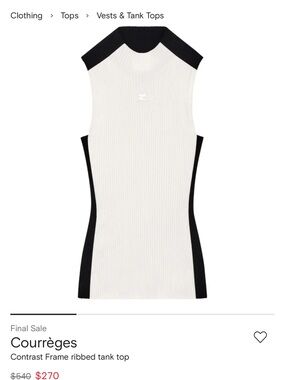 Courreges Cowl Neck sleeveless sweater - White & Black